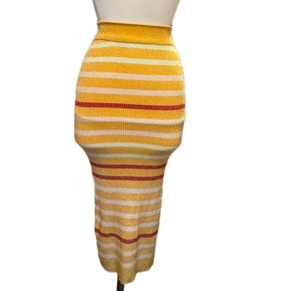 Hendy Top & Skirt Small Knit Metallic Shimmer Short Sleeve Bodycon Stretchy - Picture 6 of 11